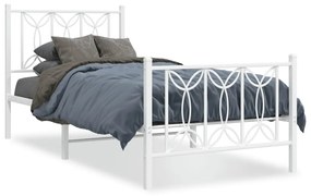 376186 vidaXL Cadru de pat metalic cu tăblie de cap/picioare, alb, 80x200 cm
