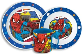 Omul Păianjen Grid set de masă, set din plastic micro cu cană de 350 ml