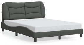 3207773 vidaXL Cadru de pat cu tăblie, gri închis, 140x200 cm, textil