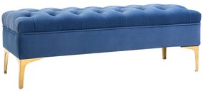 HOMCOM Bancă Hol, Bancă la Capătul Patului din Catifea Albastru Închis, Design Modern cu Picioare Metalice Aurii, 118x45x42cm | Aosom Romania
