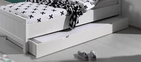 Set Mobilier Cameră Copii ERIK, pat 90x200 cm, dulap cu 3 uși, noptieră și sertar, alb – Vipack