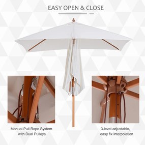 Outsunny Umbrelă de Grădină cu Mecanism de Înclinare, Design Clasic, 2x1.5m, Bej | Aosom Romania