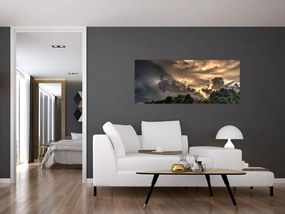 Tablou cu nori și pădure (120x50 cm)