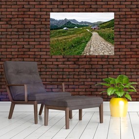 Tablou - Peisaj montan cu case (90x60 cm)