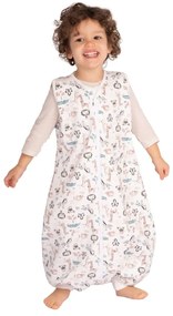 Sac de dormit cu picioare din bumbac flausat 18-36 luni Kidizi Safari, 1 tog, mansete transformabile in sosete,model ajustabil