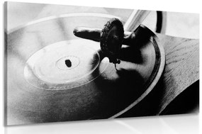 Tablou gramofon antic în alb-negru