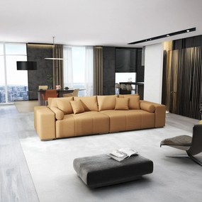 Canapea extensibilă dumonde cu ladă de depozitare si sezut confortabil din spuma high-density, Marbela Enjoy Mango XXL 295x100 cm