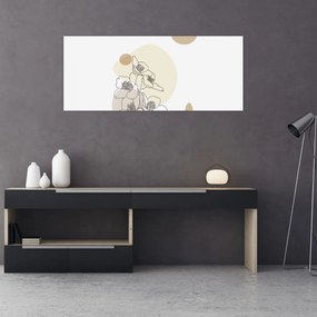 Tablou - Flori bej cu fluture N⁰4 (120x50 cm)