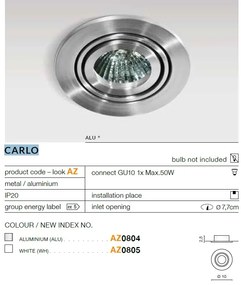 Spot incastrat directionabil de tavan/plafon CARLO aluminiu