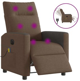 vidaXL Fotoliu electric de masaj rabatabil, maro, textil