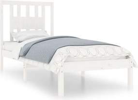 vidaXL Cadru de pat, alb, 90x200 cm, lemn masiv de pin