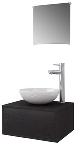 Set mobilier baie 4 piese cu chiuveta si robinet incluse, Negru