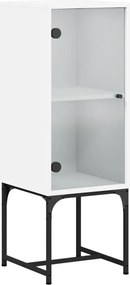 vidaXL Noptieră cu ușă de sticlă, alb, 35x37x100 cm