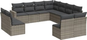 vidaXL Set canapele de grădină cu perne, 11 piese, gri, poliratan
