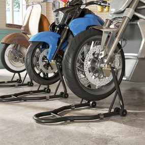 HOMCOM Set de 2 Suporturi Reglabile pentru Motocicletă, Tip Triunghi, din Oțel, Negru | Aosom Romania