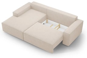 Colțar bej extensibil cu tapițerie din țesătură bouclé (cu colț pe partea stângă ) Jodie – Micadoni Home