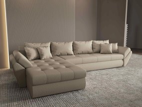 Colțar extensibil dumonde cu ladă de depozitare si sezut confortabil din spuma high-density, Loana XL Enjoy Camel 335x185 cm