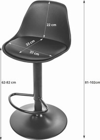 Reducere Scaun de bar negru HOGA din piele ecologica cu picior negru II. calitate