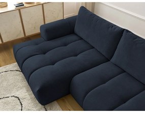 Colțar albastru închis extensibil/cu spațiu de depozitare (cu colț pe partea stângă/cu șezlong) Fuji – Bobochic Paris