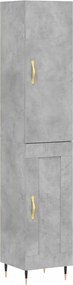 vidaXL Dulap înalt, gri beton, 34,5x34x180 cm, lemn prelucrat
