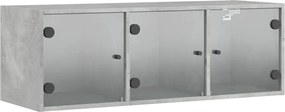 vidaXL Dulap de perete cu uși din sticlă, gri beton, 102x37x35 cm