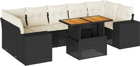 vidaXL Set mobilier de grădină cu perne, 8 piese, negru, poliratan
