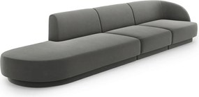 Canapea 4 locuri cotiera stanga, Miley, Micadoni Home, BL, 325x85x74 cm, catifea, gri deschis
