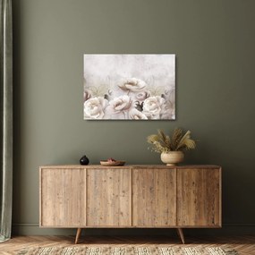 Tablou pe sticlă - Tufe roz (70x50 cm)