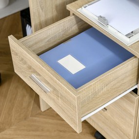 Vinsetto Sertar de birou sertar de depozitare mobil 2 sertare 5 roți din placaj de particule 39,5 x 39 x 58,5 cm stejar | Aosom Romania