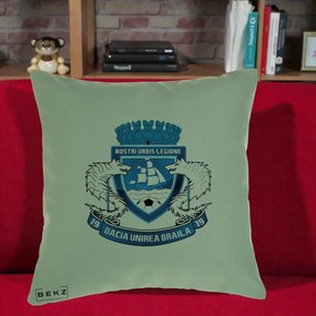 Perna Personalizata Dacia Unirea Braila 1919 Fotbal, 40x40 cm, Verde, Husa Detasabila, Perna Inclusa, BEKZ®