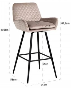 Scaun de bar rotativ tapitat Linsey crem