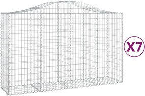 vidaXL Coșuri gabion arcuite 7 buc, 200x50x120/140 cm, fier galvanizat