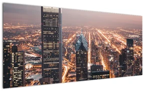 Tabloul cu metropolă luminată (120x50 cm)