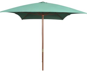 vidaXL Umbrelă de soare cu stâlp din lemn, verde, 200x300 cm
