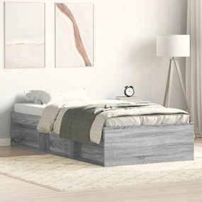vidaXL Cadru pat, sonoma gri, 90 x 200 cm