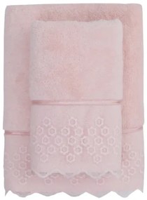 Prosop de baie FREYA cu dantela 85x150 cm Roz / Pink