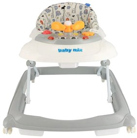 Baby Mix Walker pentru copii cu volan și roți dinsilicon, gri, 50 x 44 x 50 cm