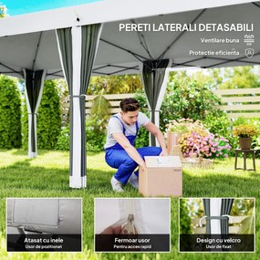 Outsunny Foisor de gradina cu plasa de tantari, alb, 3x6m | Aosom Romania