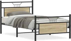 vidaXL Cadru pat fără saltea, stejar sonoma 100x190 cm lemn prelucrat
