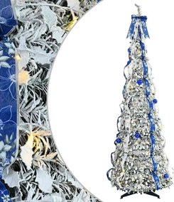 vidaXL Brad de Crăciun artificial cu 150 LED cu suport Alb 180 cm PVC