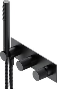 Baterie cada - dus incastrata Omnires Contour antracit periat cu corp ingropat si set de dus