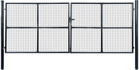 vidaXL Poartă de grădină din plasă, oțel galvanizat, gri, 400x150 cm