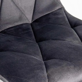 Scaun living din catifea cu cadru negru BUC 210 gri