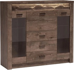 Comoda INFINITY I-08, frasin inchis, PAL melaminat, 137x42x122 cm