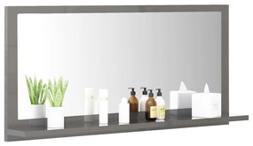 Oglindă de baie, gri extralucios, 80 x 10,5 x 37 cm, pal