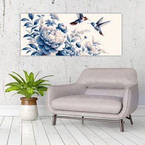 Tablou - Colibri deasupra florii (120x50 cm)