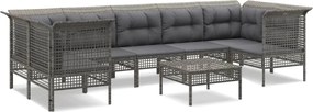 vidaXL Set mobilier de grădină cu perne, 8 piese, gri, poliratan