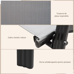 Outsunny Set de 4 Scaune de Grădină Stivuibile, Scaune de Exterior cu Cotiere din Metal și Țesătură Respirabilă, 54x75.5x95 cm, Gri | Aosom Romania