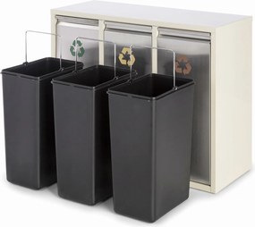 Klarstein ORDNUNGSHÜTTER 3, 45 L, alb-crem, cutie pentru deșeuri, 3 X 15 L