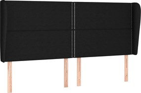 vidaXL Tăblie de pat cu aripioare, negru, 183x23x118/128 cm, textil